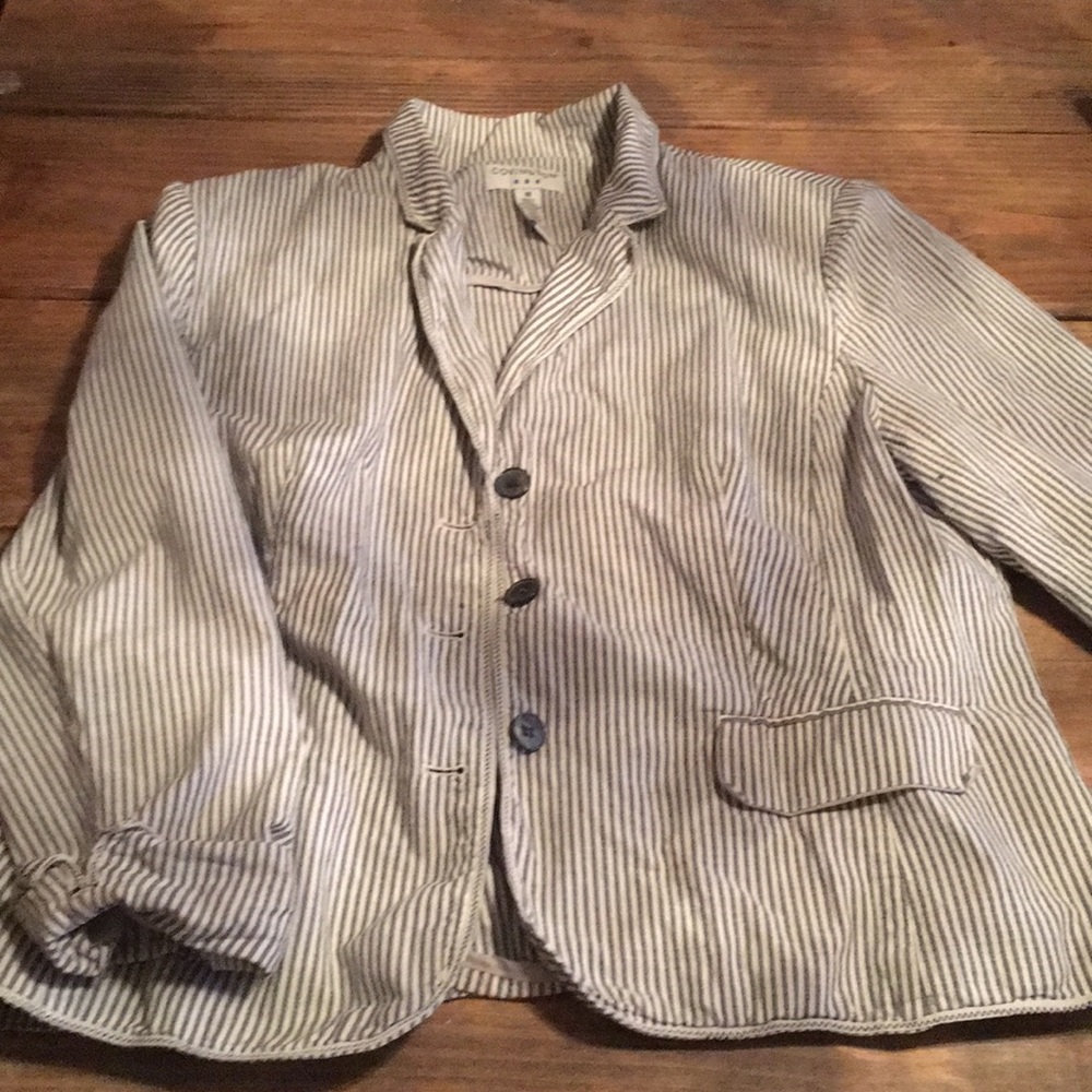 Charcoal gray and beige blazer